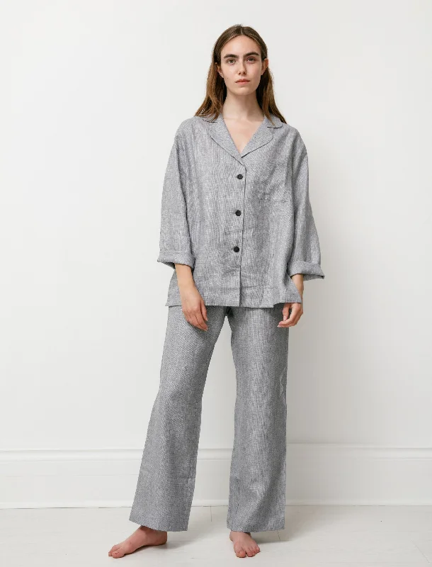 Women's Pyjama Set Tweedy Blue Linen