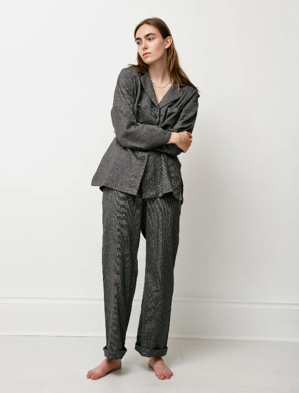 Womens Pyjama Set Brushed Cotton Navy/Tan