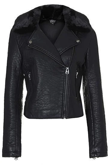 Super Widecollar Women Biker Black Leather Jackets