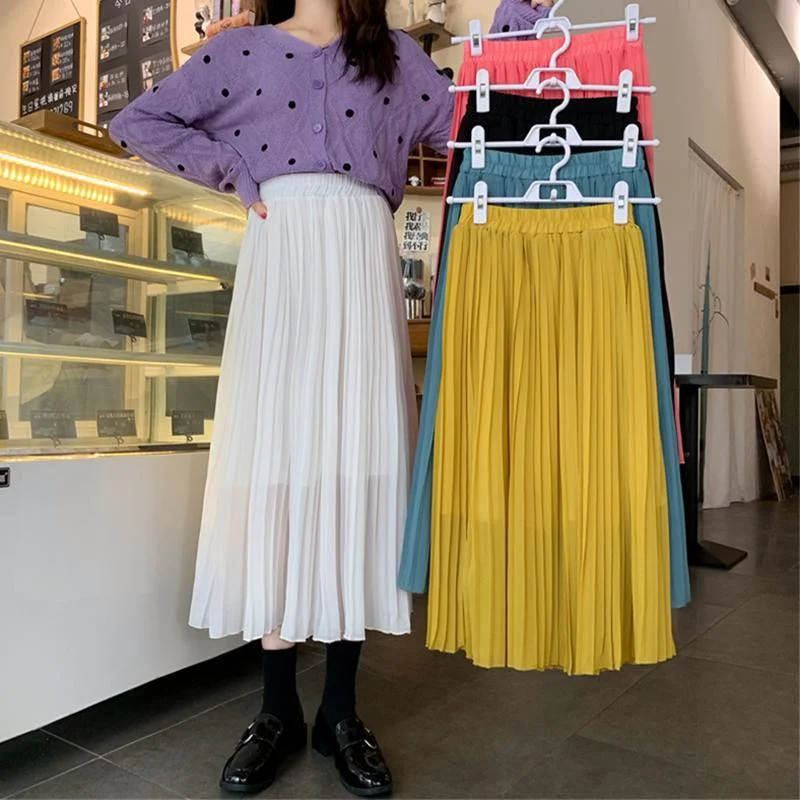 Women's Korean Fashion Pleated Maxi Skirts