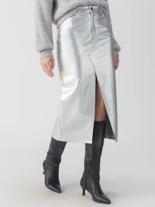 Leather Like Midi Skirt by Sanctuary in Silver