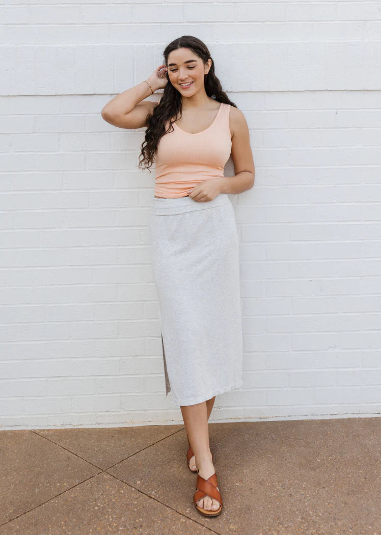 Midi Skirt by Elietian in Heather Grey