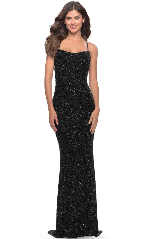 La Femme 31027 - Spaghetti Strap Sequin Prom Dress