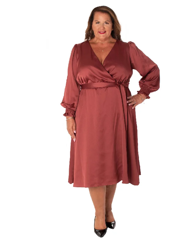 Plus Size Monica Satin Wrap Dress | Sienna