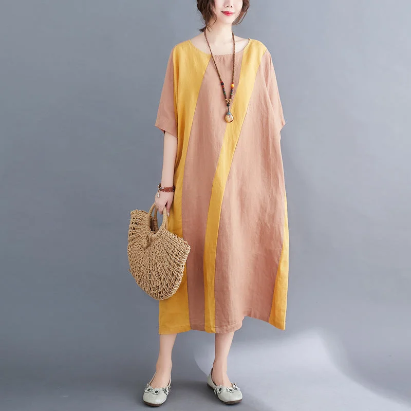 Women Summer Linen Plus Sizes Vintage Dresses